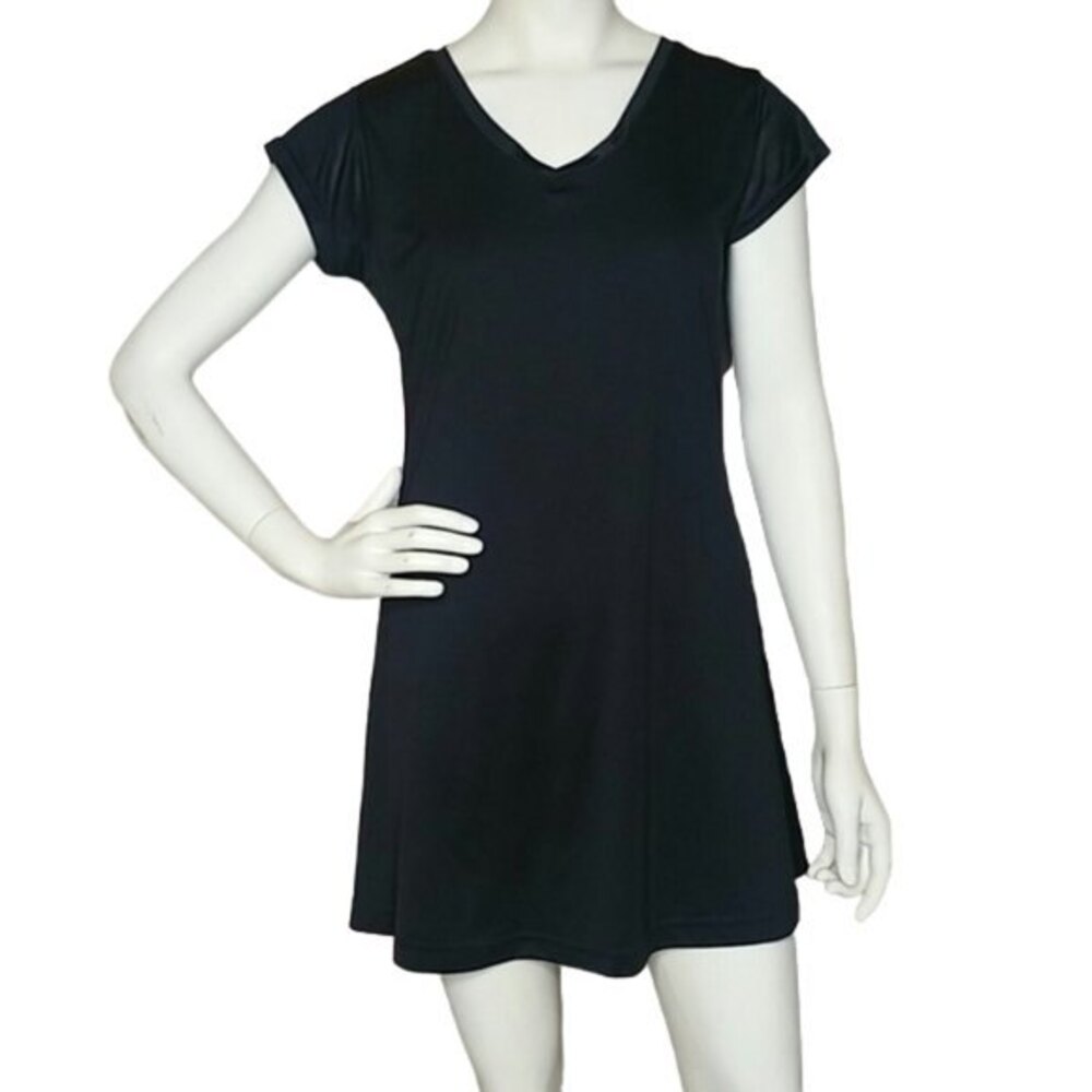 Vintage V Neck Casual Short Sleeve Dress Size L